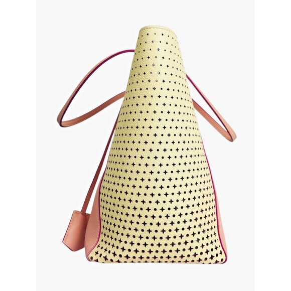 LOUIS VUITTON Calfskin Perforated Lockme Cabas Rose Poudre Bag Shoulder Tote - Picture 4 of 16